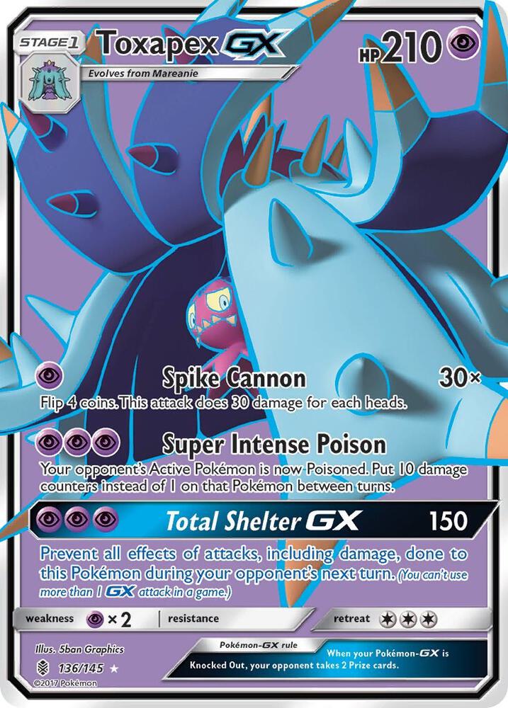 2017 Pokemon SM - Guardians Rising 136/145 Toxapex GX Full Art Ultra Rare