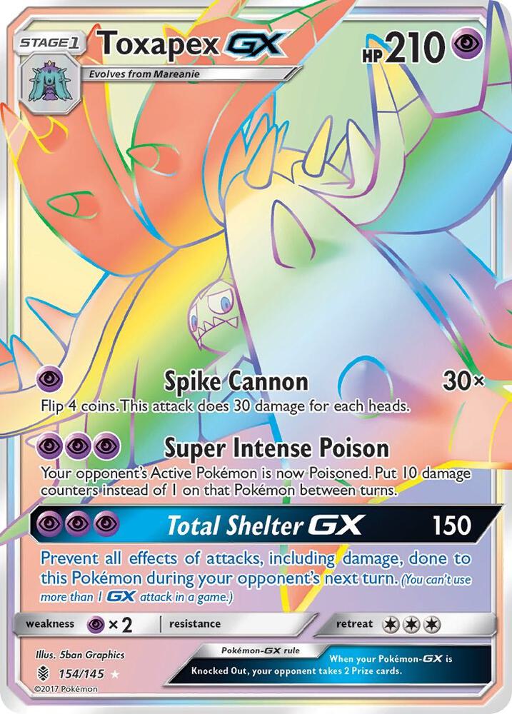 2017 Pokemon SM - Guardians Rising 154/145 Toxapex GX Secret Rare