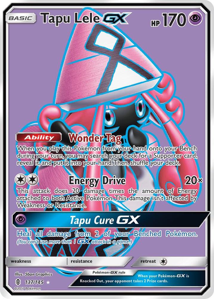 2017 Pokemon SM - Guardians Rising 137/145 Tapu Lele GX Full Art Ultra Rare