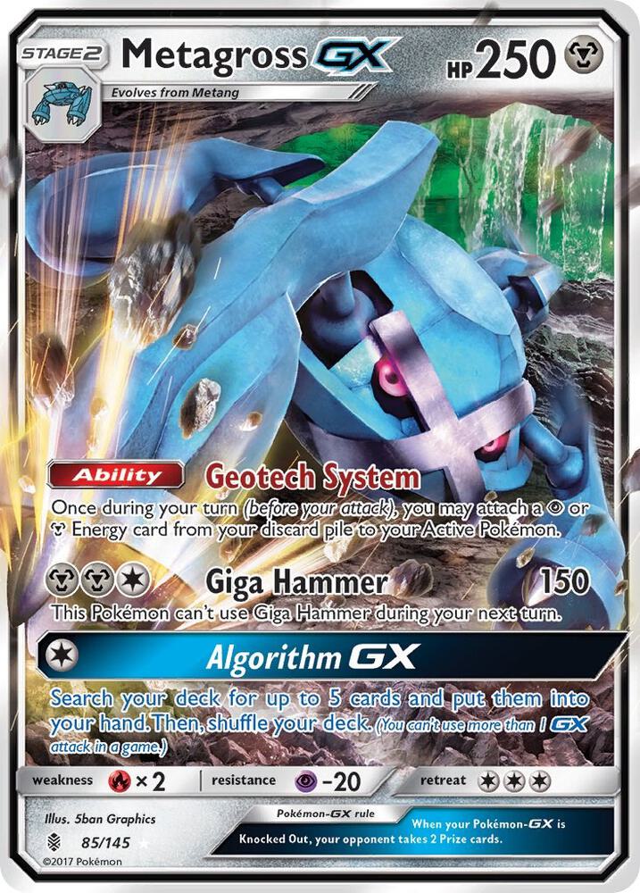 2017 Pokemon SM - Guardians Rising 85/145 Metagross GX Ultra Rare