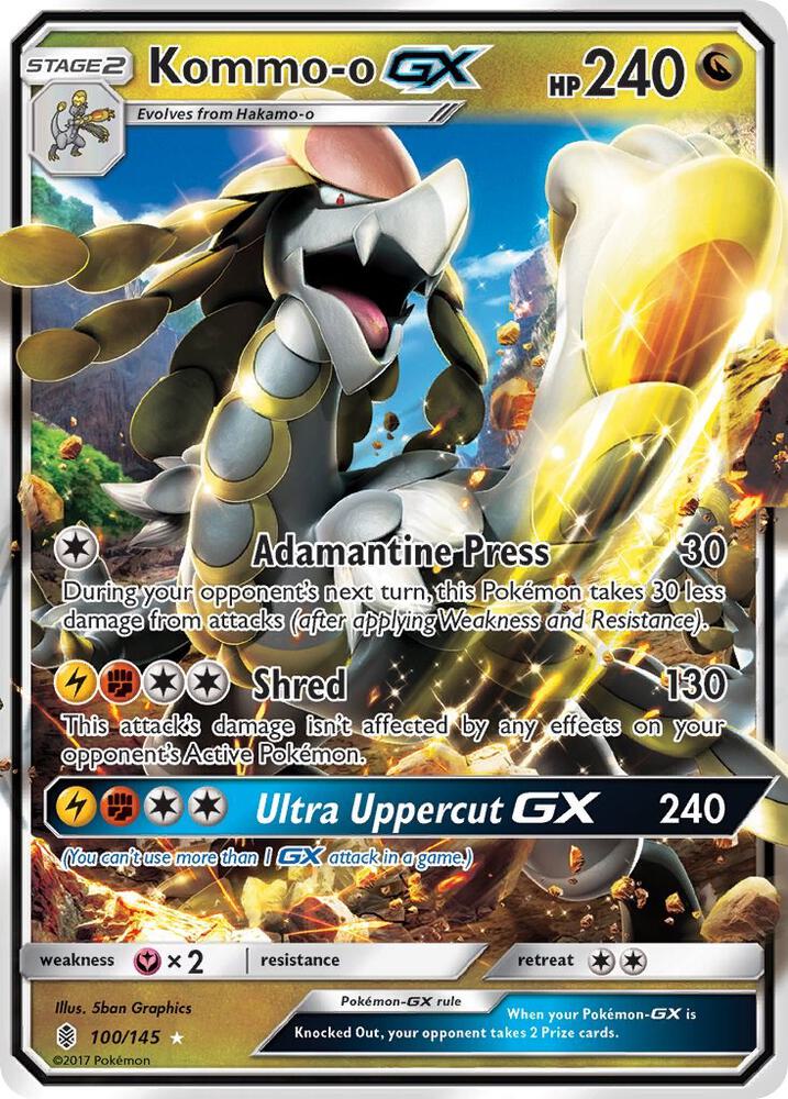 2017 Pokemon SM - Guardians Rising 100/145 Kommo-o GX Ultra Rare