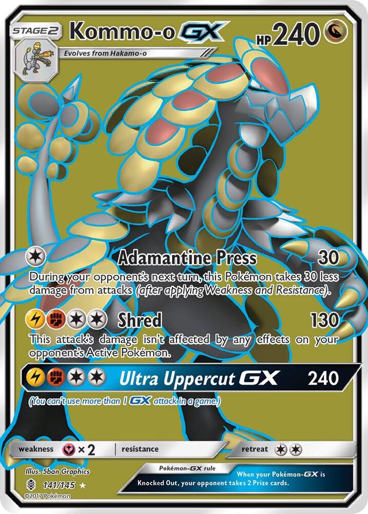 2017 Pokemon SM - Guardians Rising 141/145 Kommo-o GX Full Art Ultra Rare