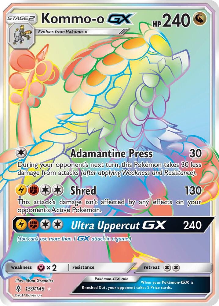 2017 Pokemon SM - Guardians Rising 159/145 Kommo-o GX Secret Rare