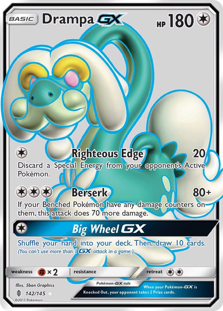2017 Pokemon SM - Guardians Rising 142/145 Drampa GX Full Art Ultra Rare