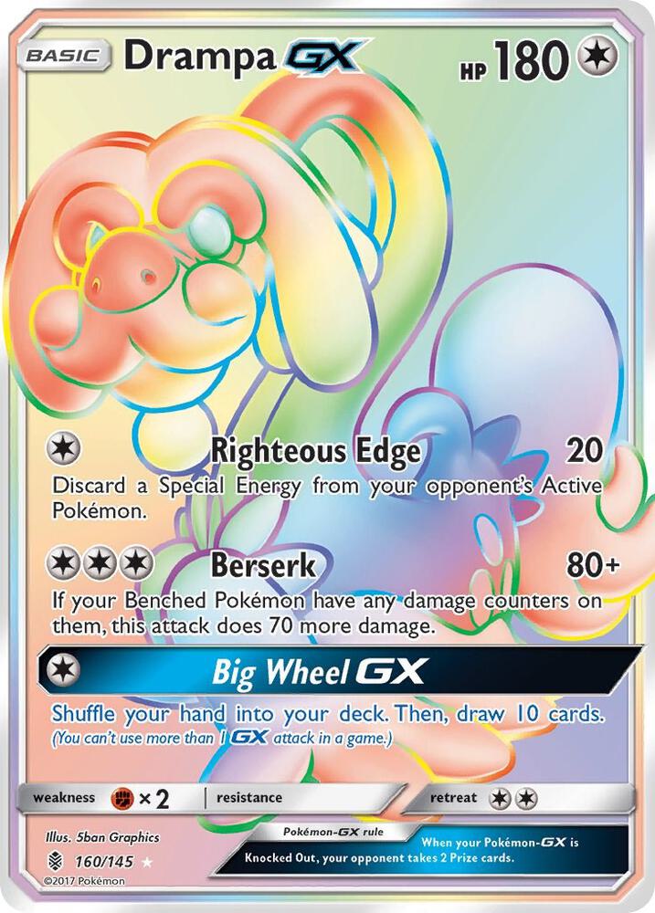 2017 Pokemon SM - Guardians Rising 160/145 Drampa GX Secret Rare