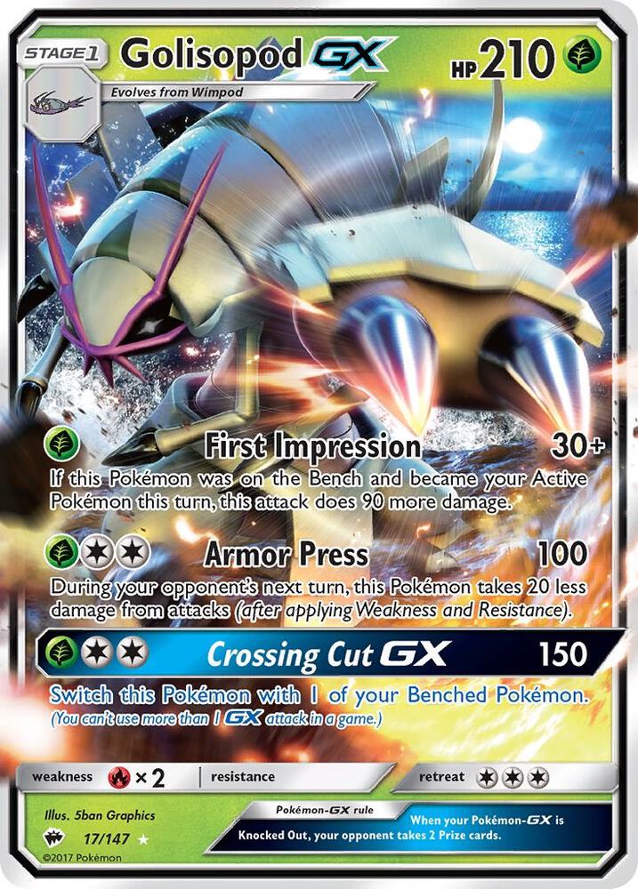 2017 Pokemon SM - Burning Shadows 17/147 Golisopod GX Ultra Rare