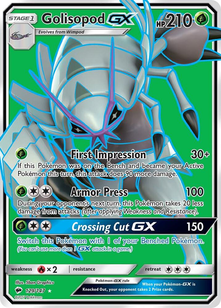 2017 Pokemon SM - Burning Shadows 129/147 Golisopod GX Full Art Ultra Rare