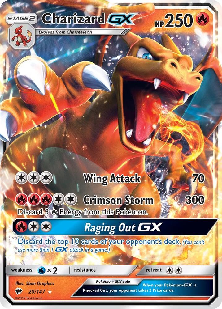 2017 Pokemon SM - Burning Shadows 20/147 Charizard GX Ultra Rare