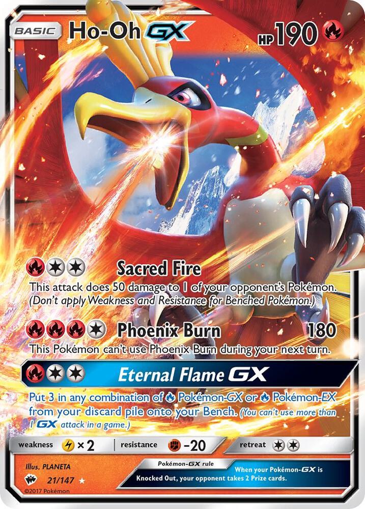 2017 Pokemon SM - Burning Shadows 21/147 Ho-Oh GX Ultra Rare
