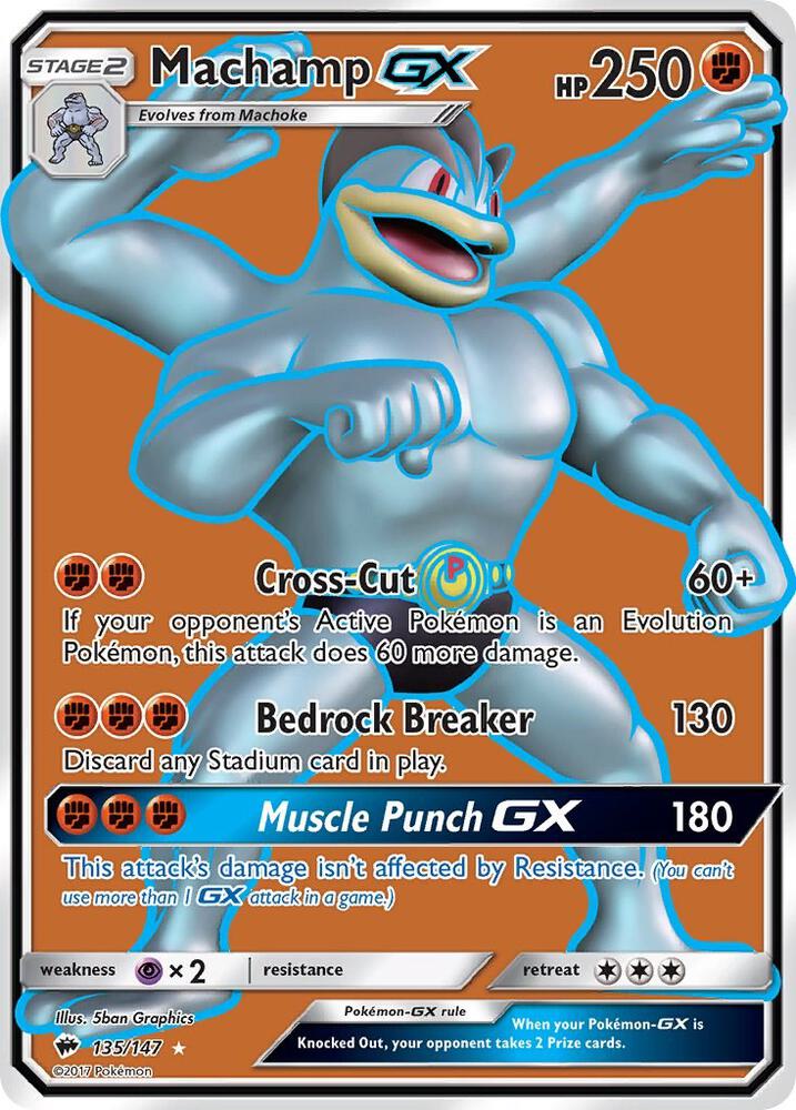 2017 Pokemon SM - Burning Shadows 135/147 Machamp GX Full Art Ultra Rare