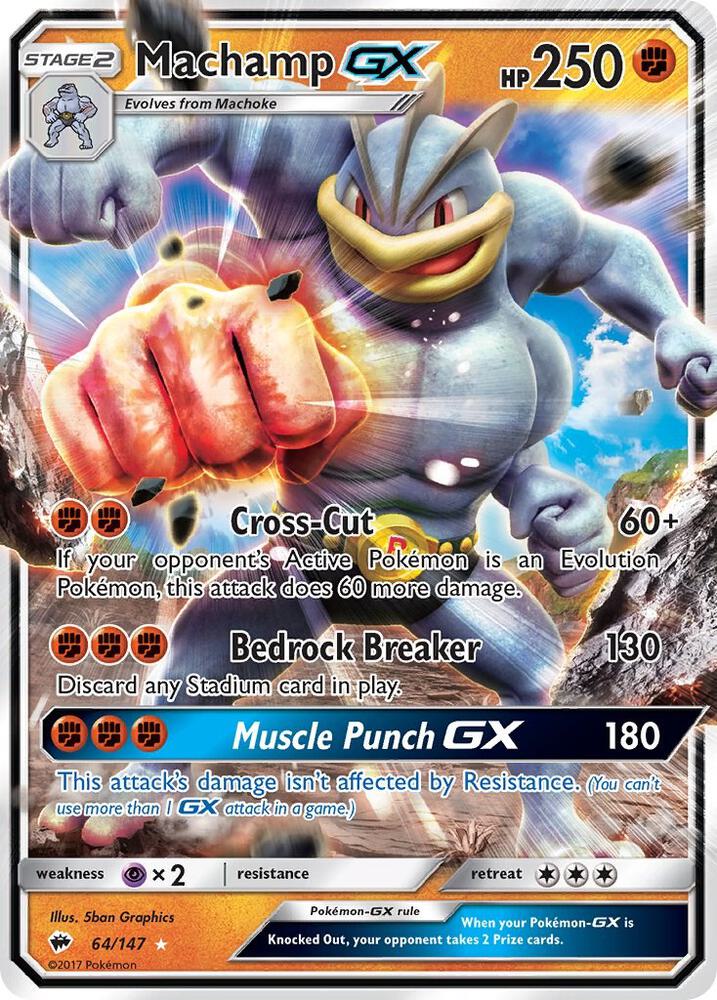 2017 Pokemon SM - Burning Shadows 64/147 Machamp GX Ultra Rare