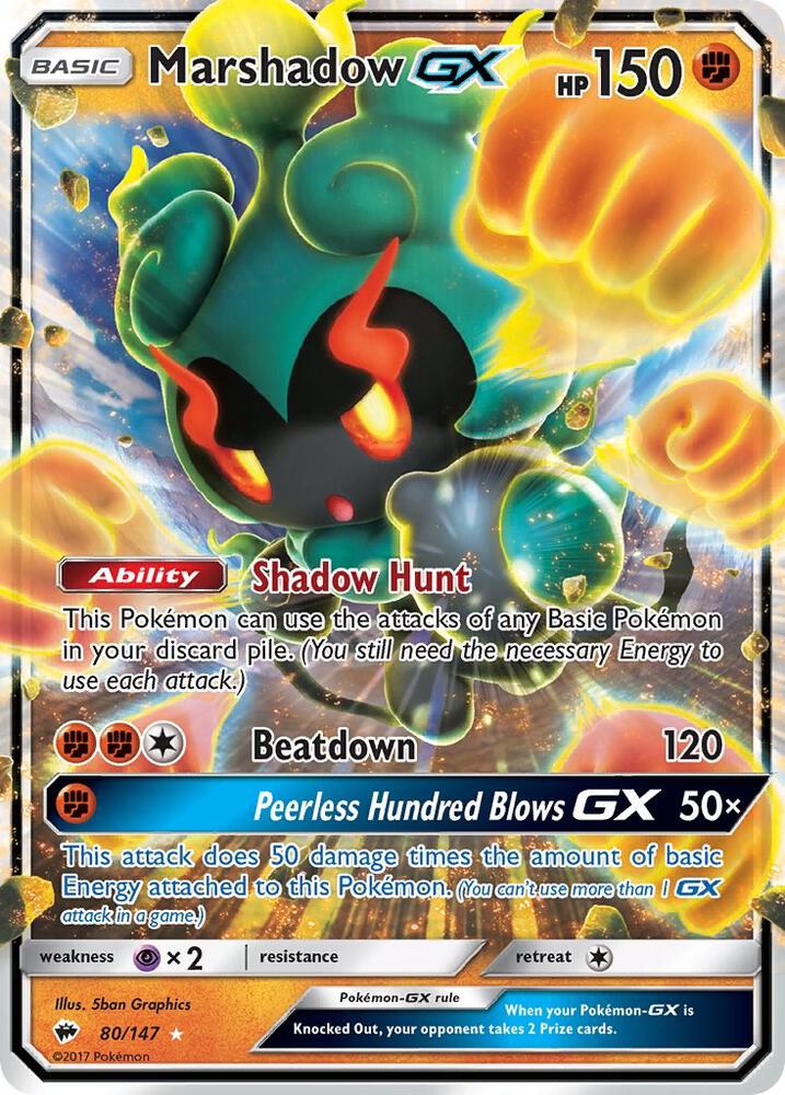 2017 Pokemon SM - Burning Shadows 80/147 Marshadow GX Ultra Rare