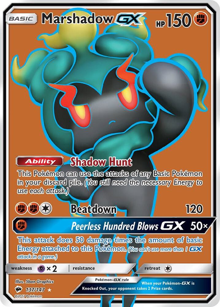 2017 Pokemon SM - Burning Shadows 137/147 Marshadow GX Full Art Ultra Rare