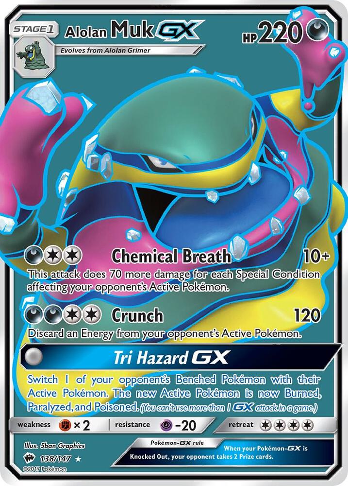 2017 Pokemon SM - Burning Shadows 138/147 Alolan Muk GX (Full Art) Ultra Rare