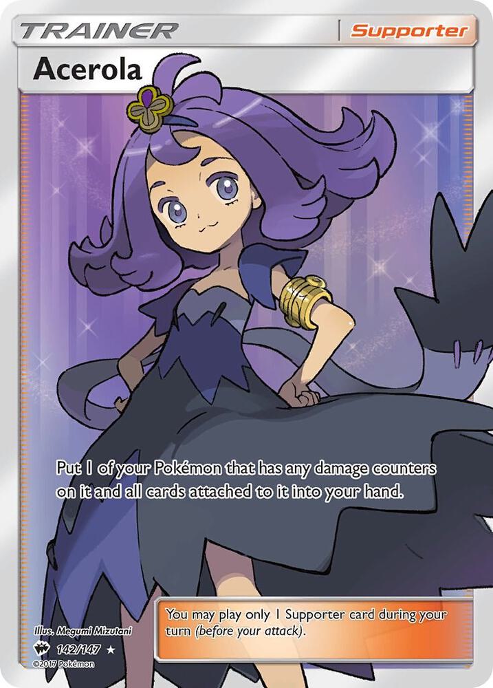 2017 Pokemon SM - Burning Shadows 142/147 Acerola (Full Art) Ultra Rare