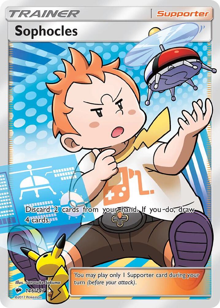 2017 Pokemon SM - Burning Shadows 146/147 Sophocles Full Art Ultra Rare