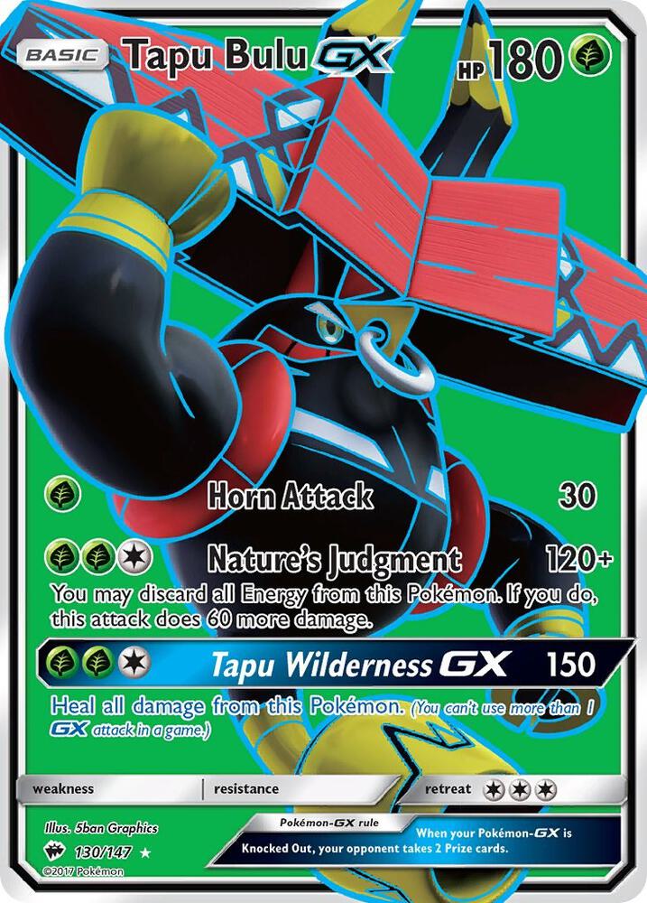 2017 Pokemon SM - Burning Shadows 130/147 Tapu Bulu GX Full Art Ultra Rare