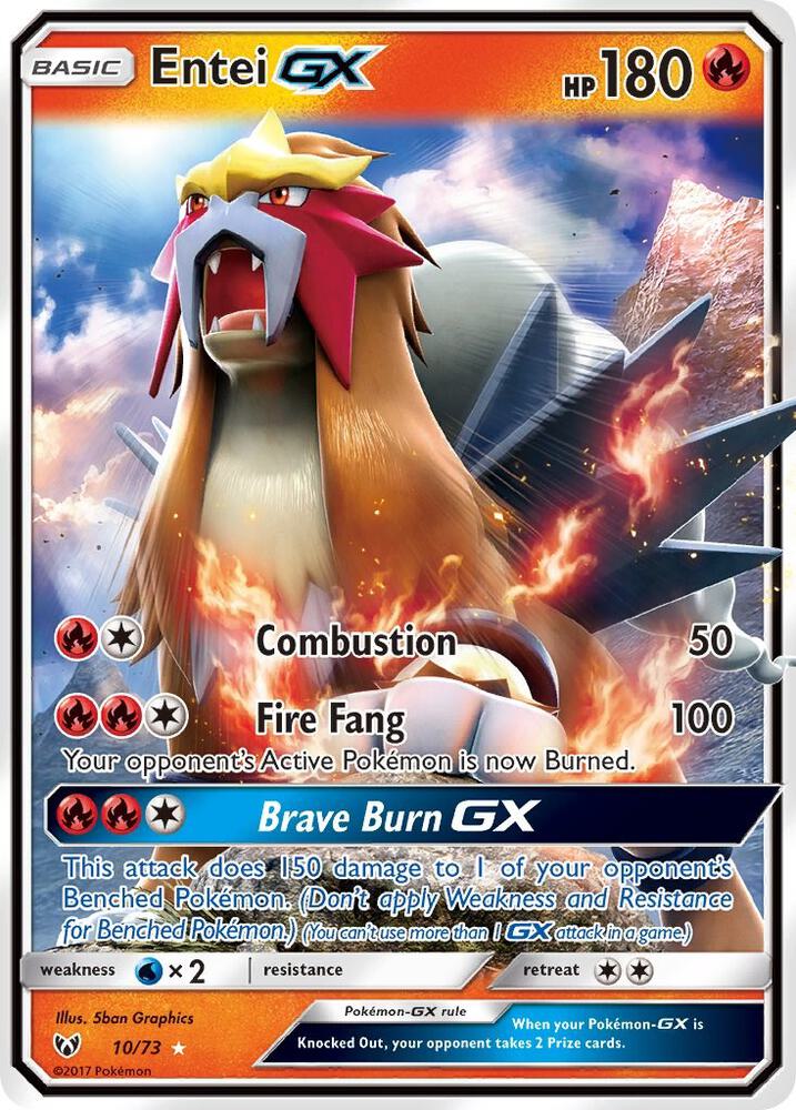 2017 Pokemon Shining Legends 10/73 Entei GX Ultra Rare