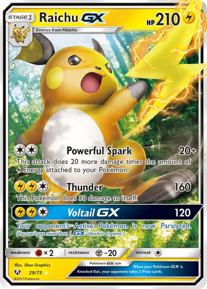 2017 Pokemon Shining Legends 29/73 Raichu GX Ultra Rare