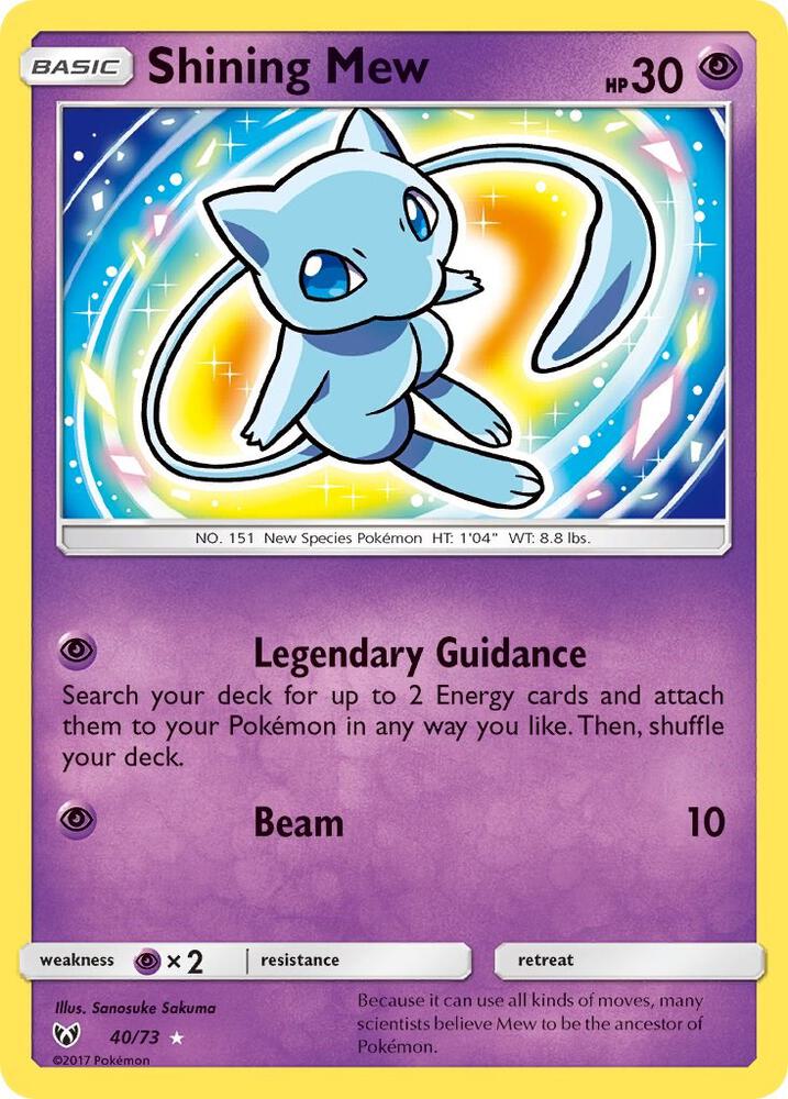 2017 Pokemon Shining Legends 40/73 Shining Mew Shiny Holo Rare