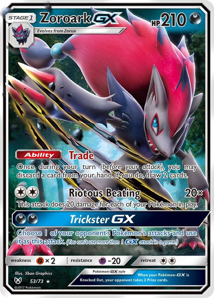 2017 Pokemon Shining Legends 53/73 Zoroark GX Ultra Rare