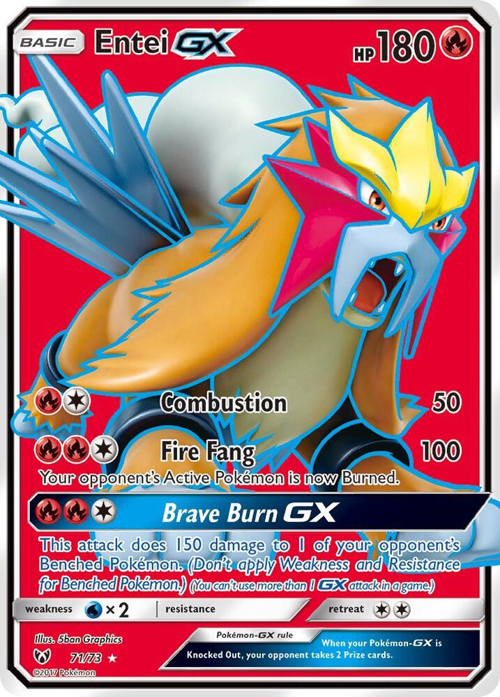 2017 Pokemon Shining Legends 71/73 Entei GX (Full Art) Ultra Rare