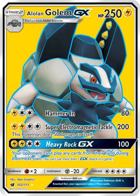 2017 Pokemon SM - Crimson Invasion 102/111 Alolan Golem GX (Full Art) Ultra Rare
