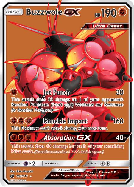 2017 Pokemon SM - Crimson Invasion 104/111 Buzzwole GX Full Art Ultra Rare