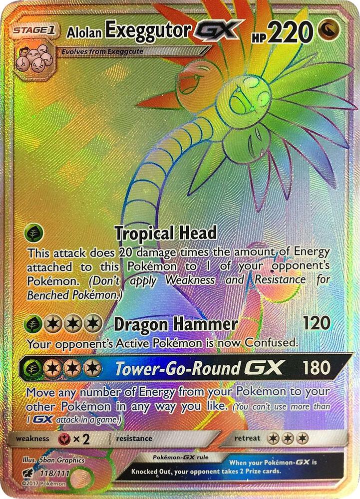 2017 Pokemon SM - Crimson Invasion 118/111 Alolan Exeggutor GX Secret Rare