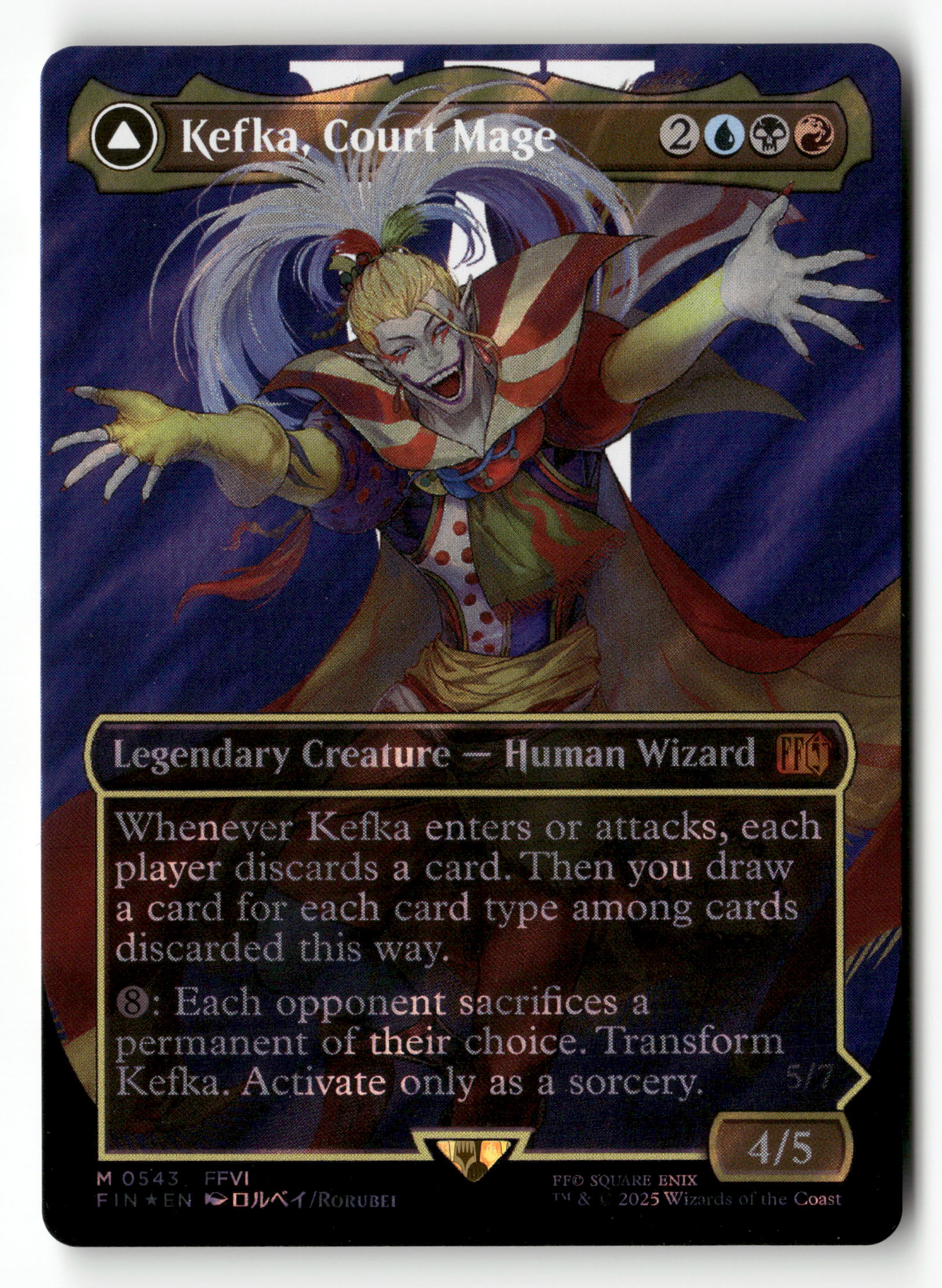 MTG FINAL FANTASY 543 Kefka, Court Mage (0543) (Borderless) (Surge Foil) M NM
