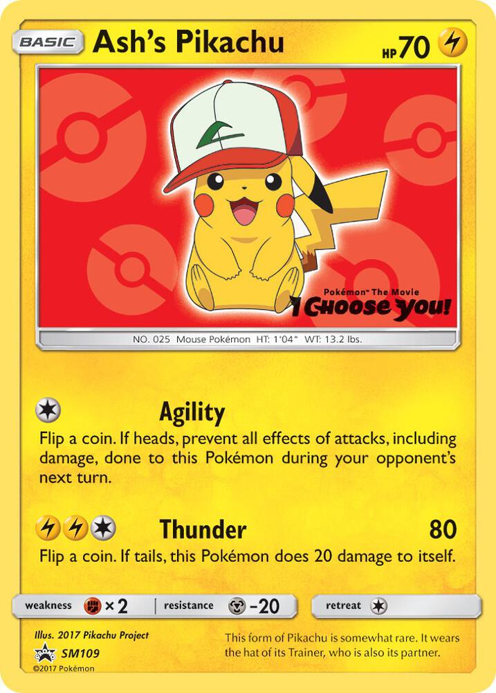 2016 Pokemon SM Promos SM109 Ash's Pikachu - SM109 Promo