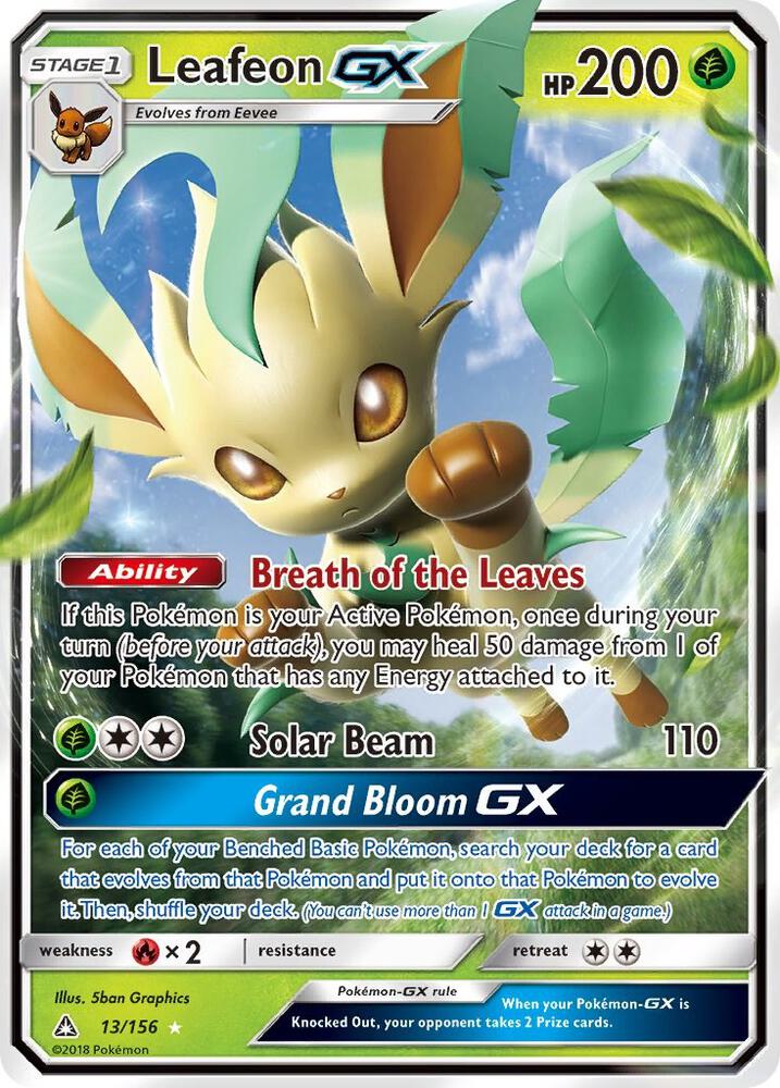 2018 Pokemon SM - Ultra Prism 13/156 Leafeon GX Ultra Rare