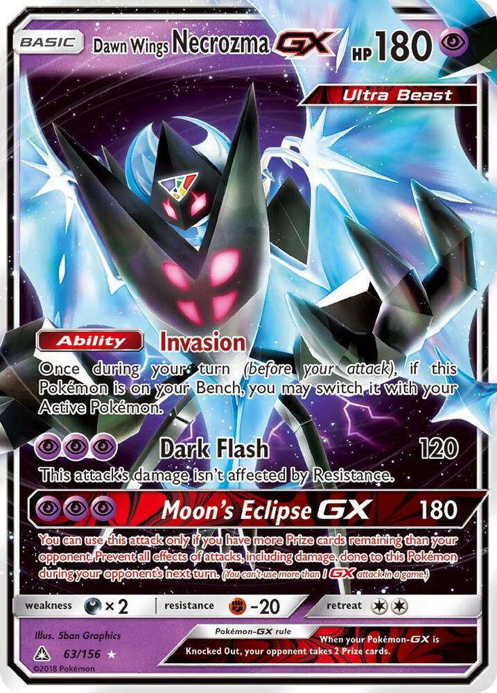 2018 Pokemon SM - Ultra Prism 63/156 Dawn Wings Necrozma GX Ultra Rare