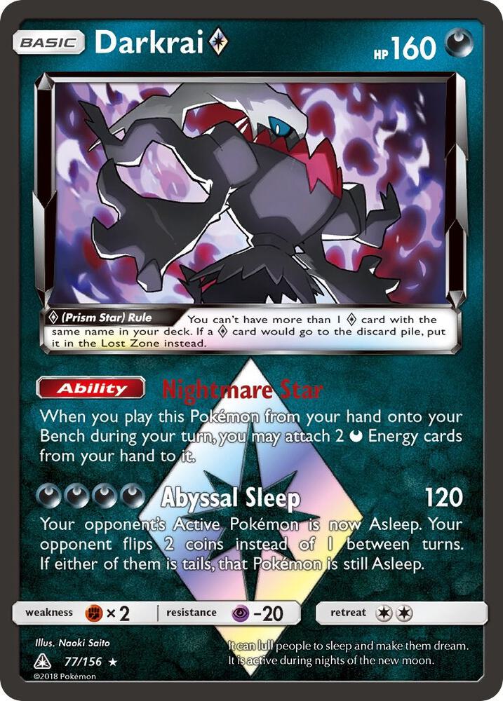 2018 Pokemon SM - Ultra Prism 77/156 Darkrai Prism Star Prism Rare