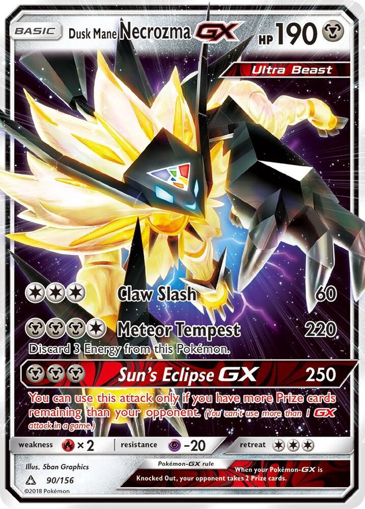 2018 Pokemon SM - Ultra Prism 90/156 Dusk Mane Necrozma GX Ultra Rare