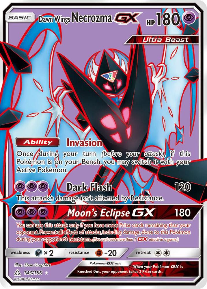 2018 Pokemon SM - Ultra Prism 143/156 Dawn Wings Necrozma GX Full Art Ultra Rare
