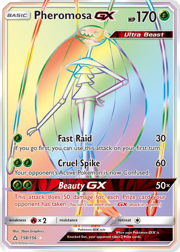 2018 Pokemon SM - Ultra Prism 158/156 Pheromosa GX Secret Rare