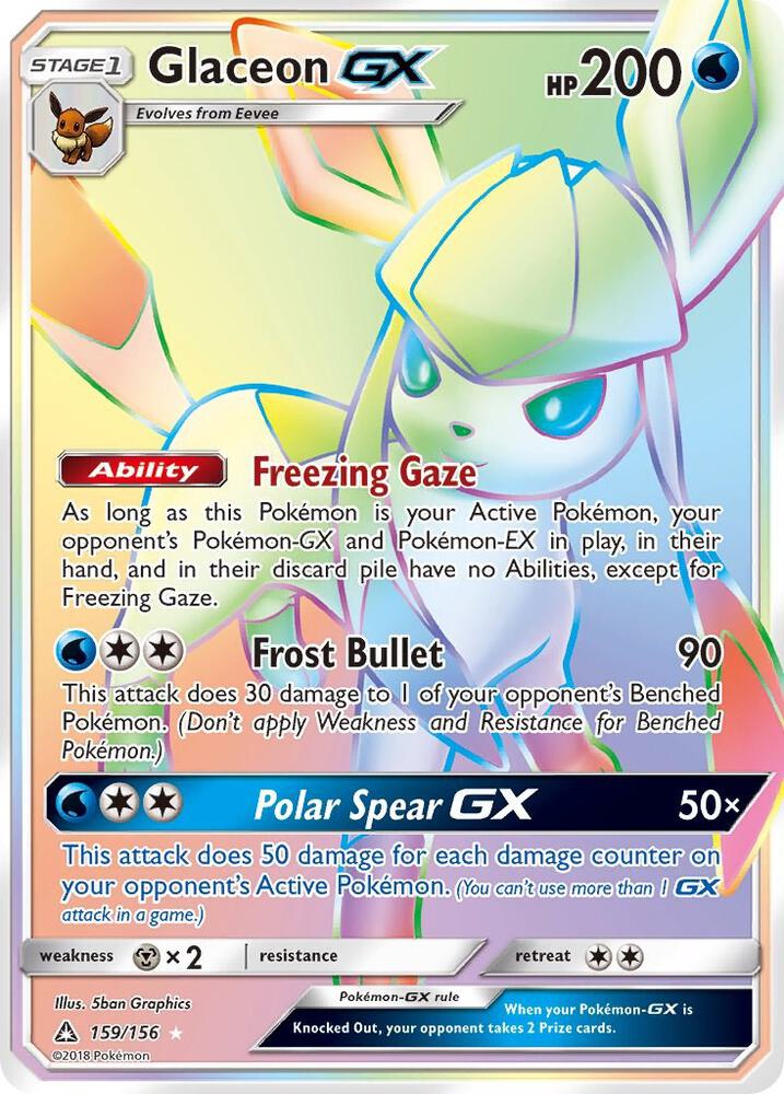 2018 Pokemon SM - Ultra Prism 159/156 Glaceon GX Secret Rare