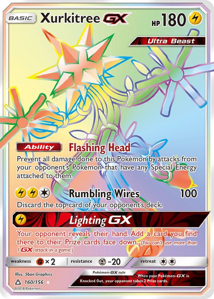 2018 Pokemon SM - Ultra Prism 160/156 Xurkitree GX Secret Rare