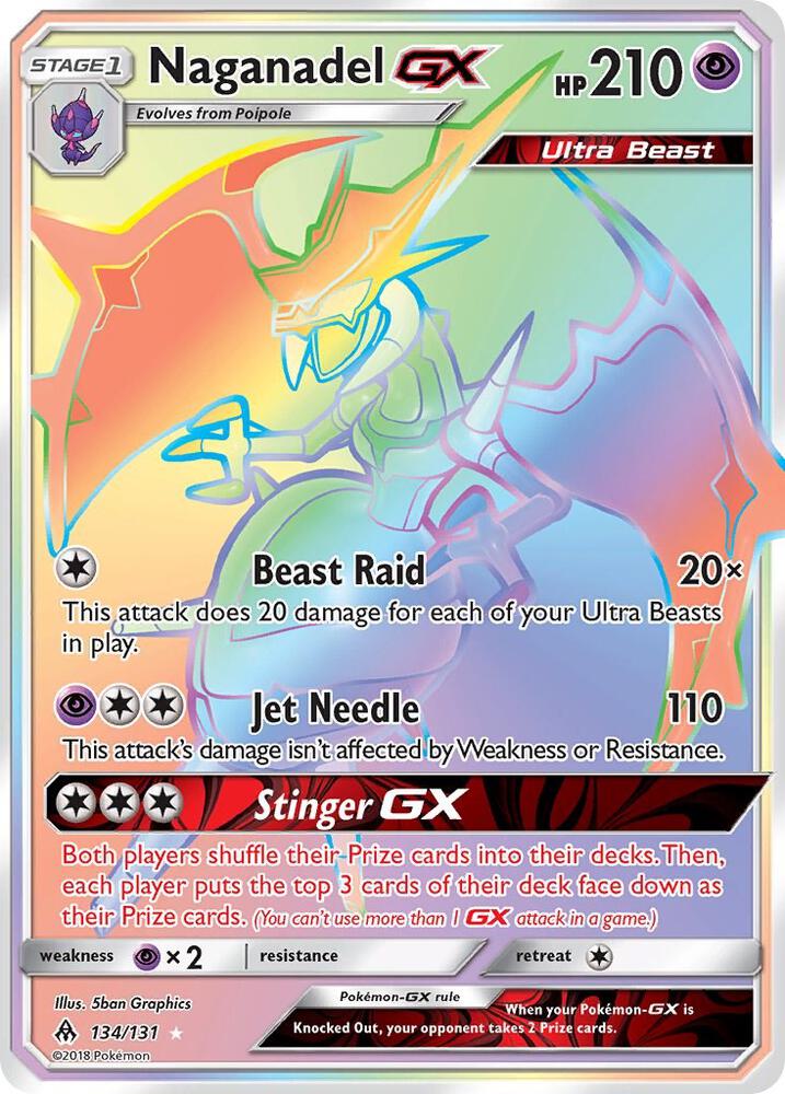 2018 Pokemon SM - Forbidden Light 134/131 Naganadel GX Secret Rare