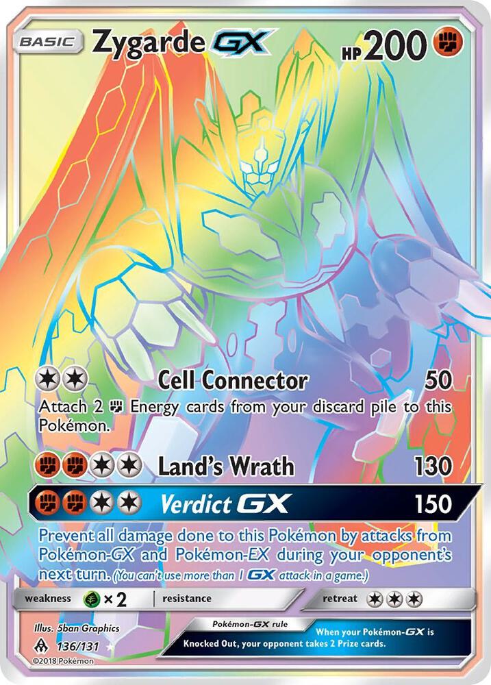 2018 Pokemon SM - Forbidden Light 136/131 Zygarde GX Secret Rare