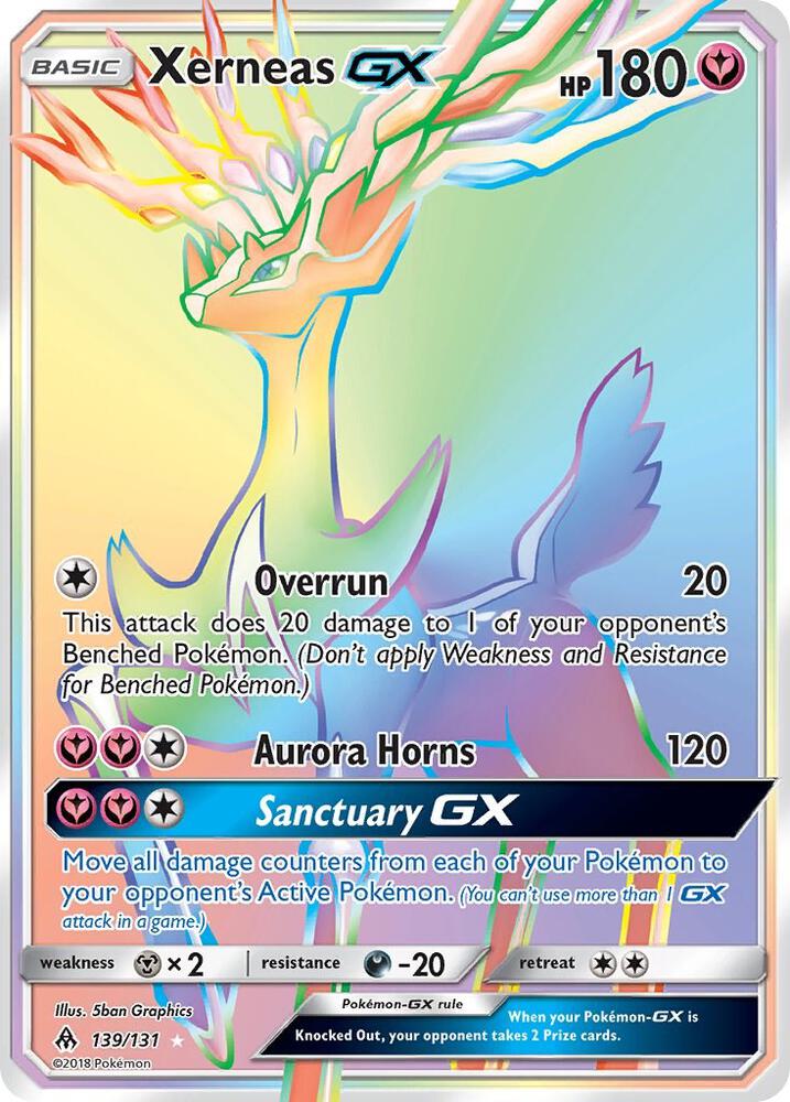 2018 Pokemon SM - Forbidden Light 139/131 Xerneas GX Secret Rare