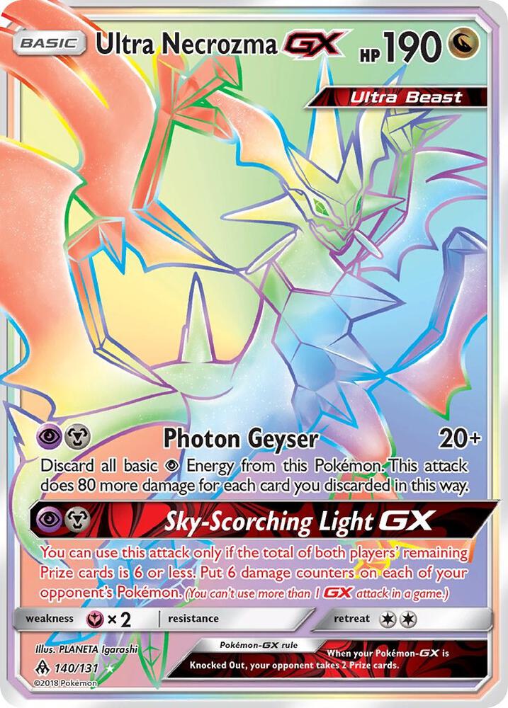 2018 Pokemon SM - Forbidden Light 140/131 Ultra Necrozma GX (Secret) Secret Rare