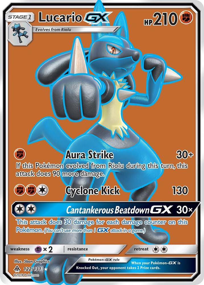 2018 Pokemon SM - Forbidden Light 122/131 Lucario GX (Full Art) Ultra Rare