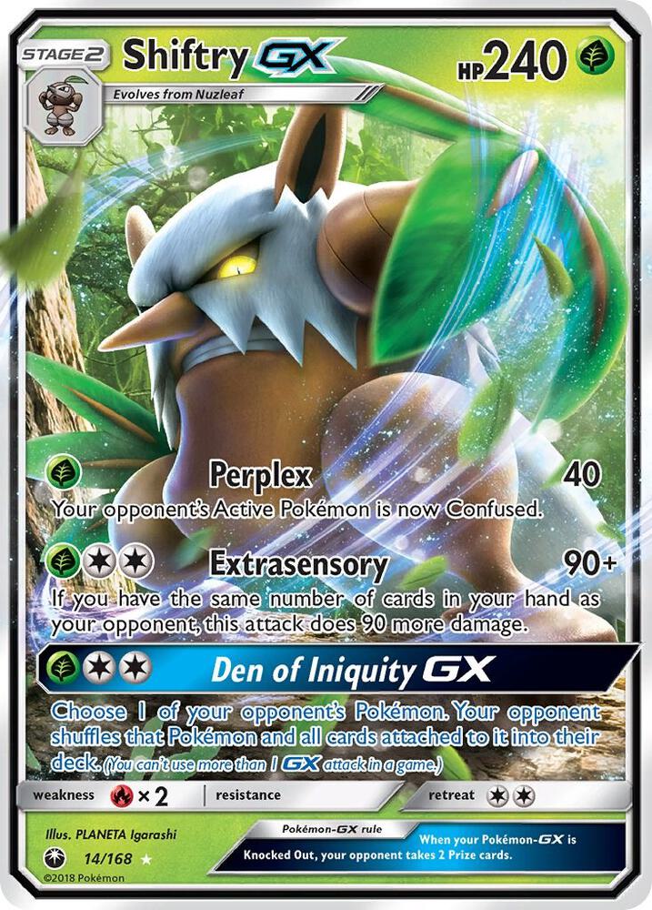 2018 Pokemon SM - Celestial Storm 14/168 Shiftry GX Ultra Rare