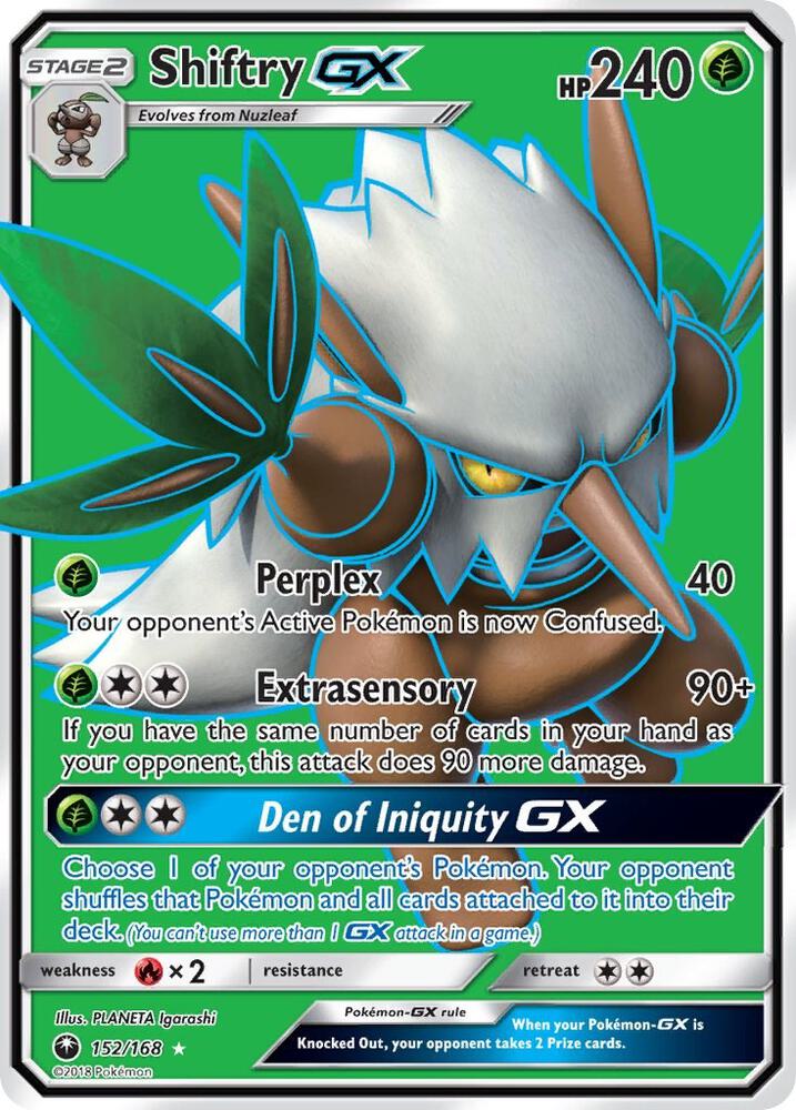 2018 Pokemon SM - Celestial Storm 152/168 Shiftry GX (Full Art) Ultra Rare