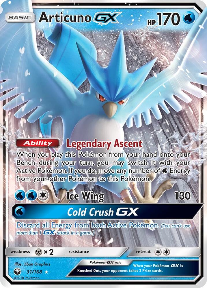 2018 Pokemon SM - Celestial Storm 31/168 Articuno GX Ultra Rare