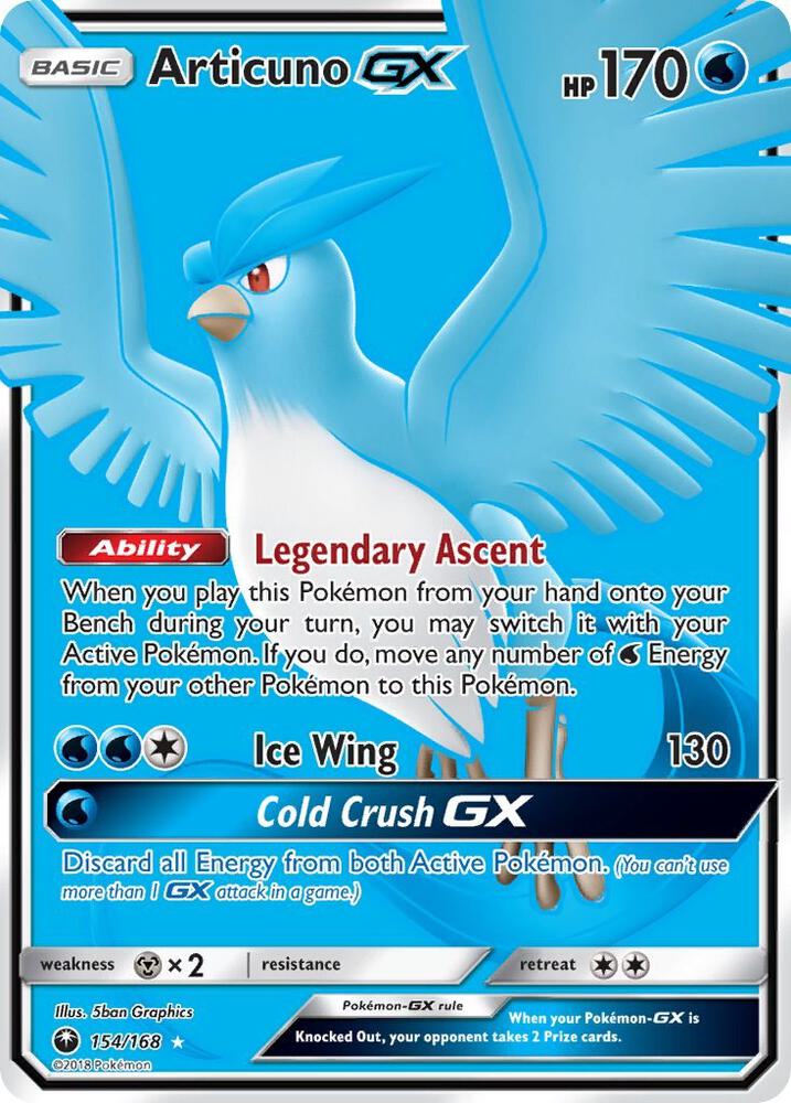 2018 Pokemon SM - Celestial Storm 154/168 Articuno GX (Full Art) Ultra Rare