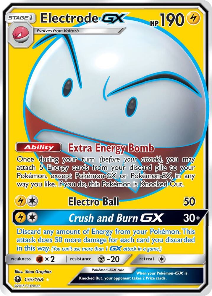 2018 Pokemon SM - Celestial Storm 155/168 Electrode GX (Full Art) Ultra Rare
