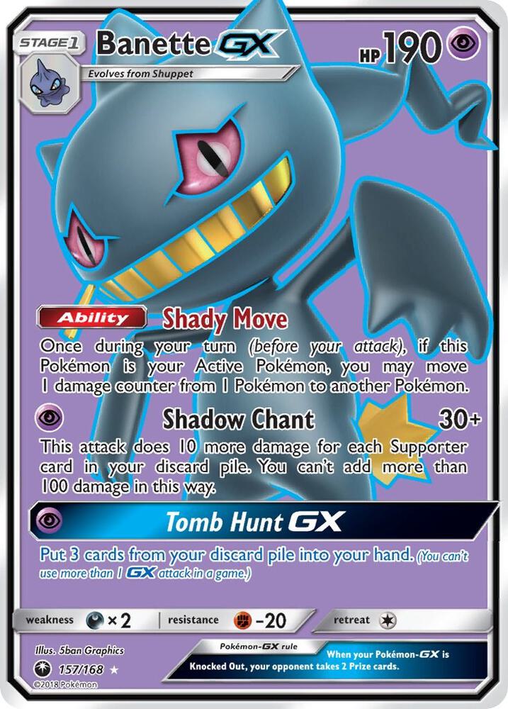 2018 Pokemon SM - Celestial Storm 157/168 Banette GX (Full Art) Ultra Rare